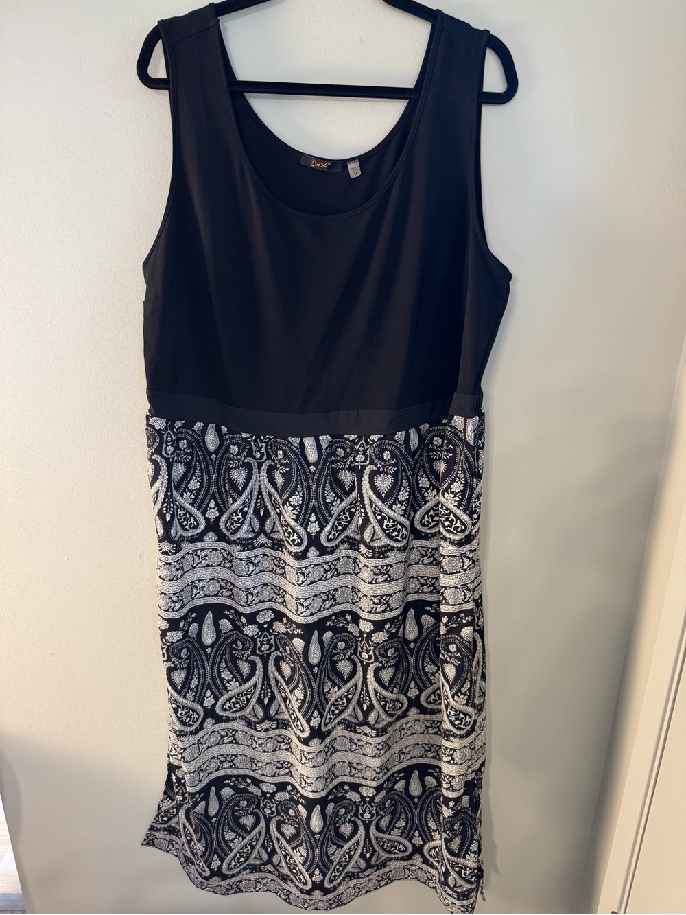DEX Women's Sleeveless Paisley Print DRESS Black White SUMMER Size 2X